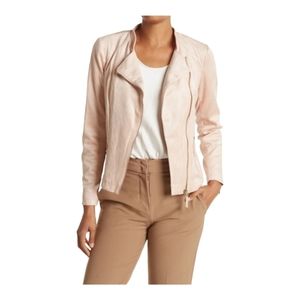 CALVIN KLEIN; Women's Classic Moto Faux Leather Jacket Pink, Sz L